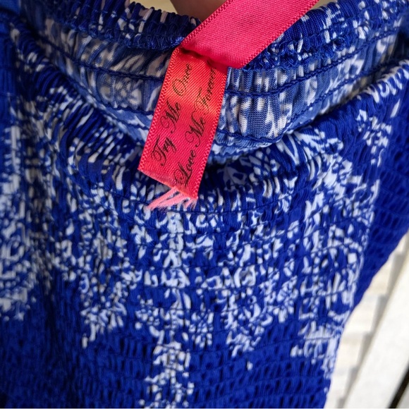 Cristinalove Blue and White Mandala Graphic Smocked Maxi Sundress - Picture 10 of 11